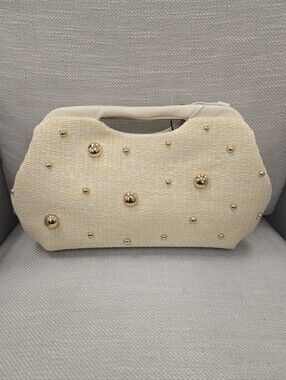 Urban Expressions Cream Studded Handheld Clutch